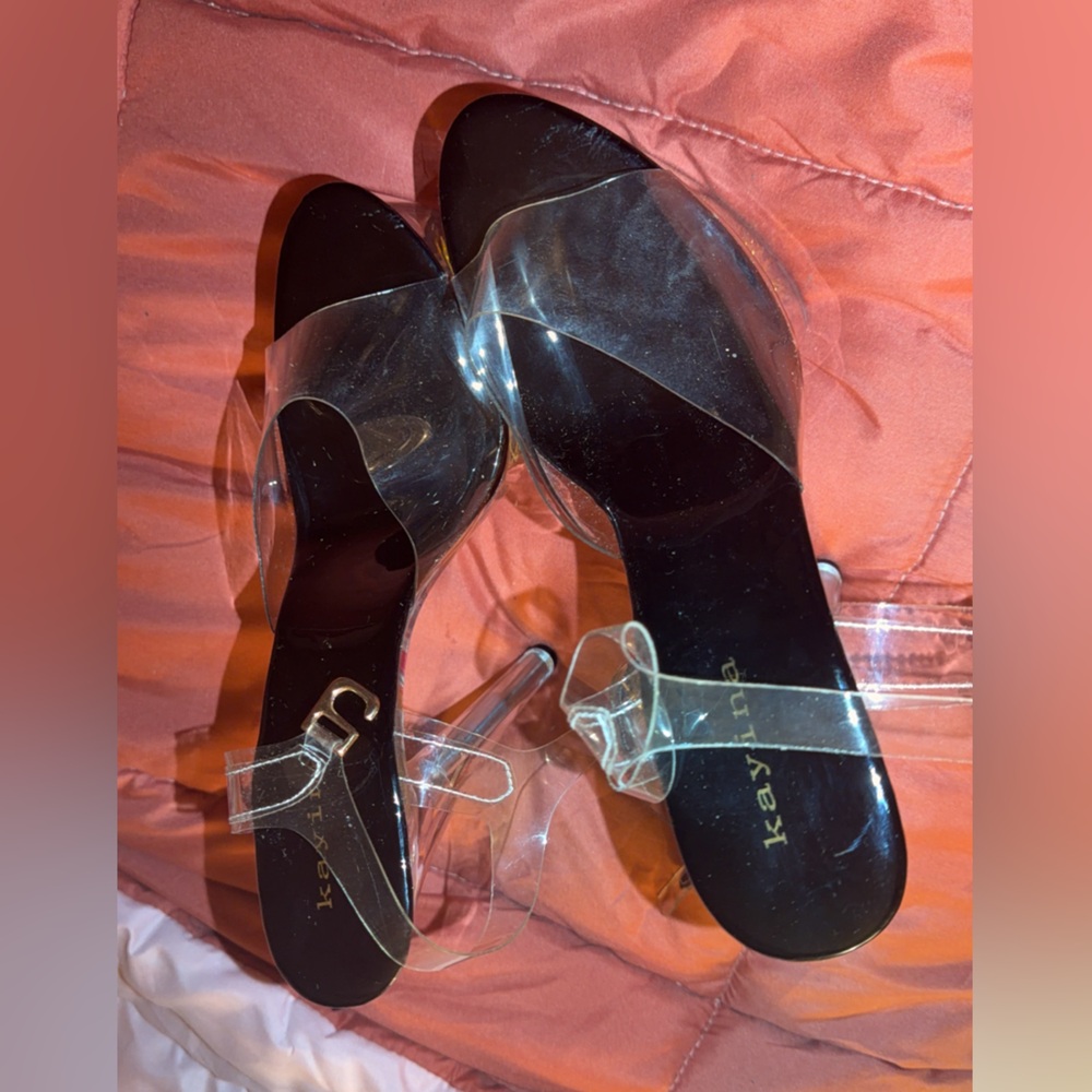 Kayina Clear Strap Black Heel Sandals “Pole Dancing Shoes”